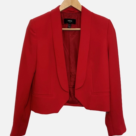 MNG Mango Cropped Red Blazer Size Small - Picture 1 of 14